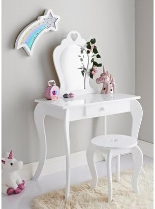 Crazyshop1 New Amazing Vanity Set With Stool Mirror Kids Bedroom Furniture Dressing Tables White Amazon Co Uk Kitchen Home