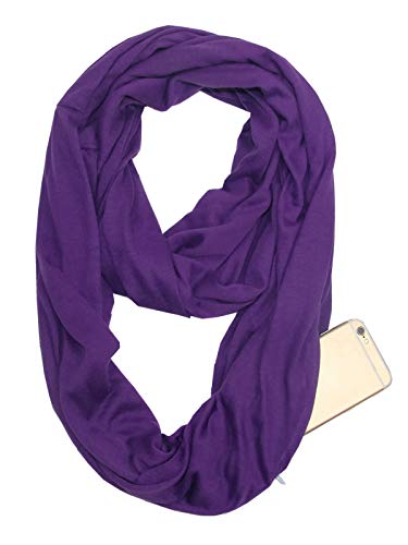 Durio Womens Infinity Scarf with Zipper Pocket Circle Loop Travel Scarf with Hidden Pocket Warp Scarve Scarves for Women