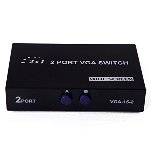 HDE 2-Port VGA/SVGA Manual Switch Sharing Switcher Selector Box for LCD TV PC Monitor Video - Thumbnail 2