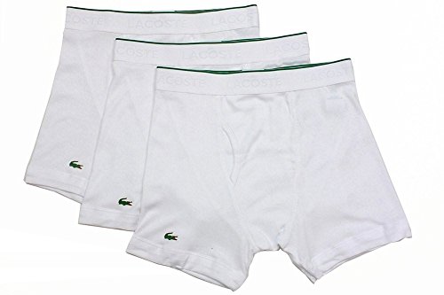 Lacoste Men's 3-Pack Essentials Cotton Boxer Brief, White, XXL