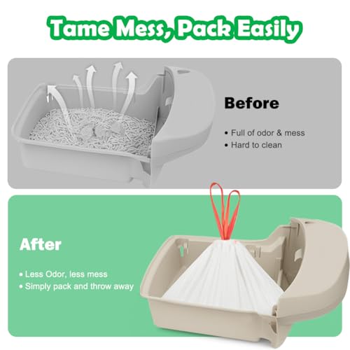 SZEE 120 Pcs Self-Cleaning Cat Litter tray Liners, Drawstring Automatic Cat Litter Box Waste Bags, Suitable for Robot 3&4, PURA MAX, PURA MAX 2, PURA X, S20, M1, AutoScooper 11&12