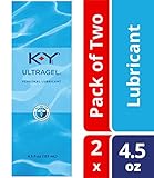 K-Y UltraGel Premium Water Based Lube- Personal Lubricant Safe To Use With Latex Condoms, Devices, Sex Toys and Vibrators, 4.5 oz., Pack of 2