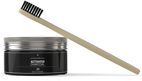 Activated Charcoal Teeth Whitening Powder By Just Natural Secrets - Professional Dental Care &amp; Gum Health - Cleaning, Bleaching &amp; Stain Removal of teeth - whiter teeth - Toothbrush Included