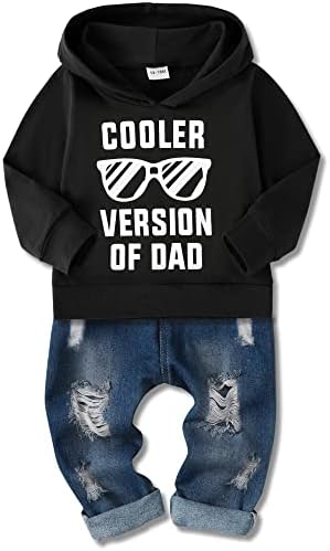 WESIDOM Baby Boy Clothes, Long Sleeve Printing Hoodie with Jeans