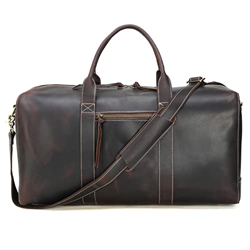 Polare Leather Duffle Weekender Travel Bag For Men With Full Grain