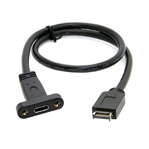 chenyang CY USB 3.1 Type-E Front Panel Header Male to USB-C Type-C Female Extension Cable with Panel Mount Screw 40cm — image 1
