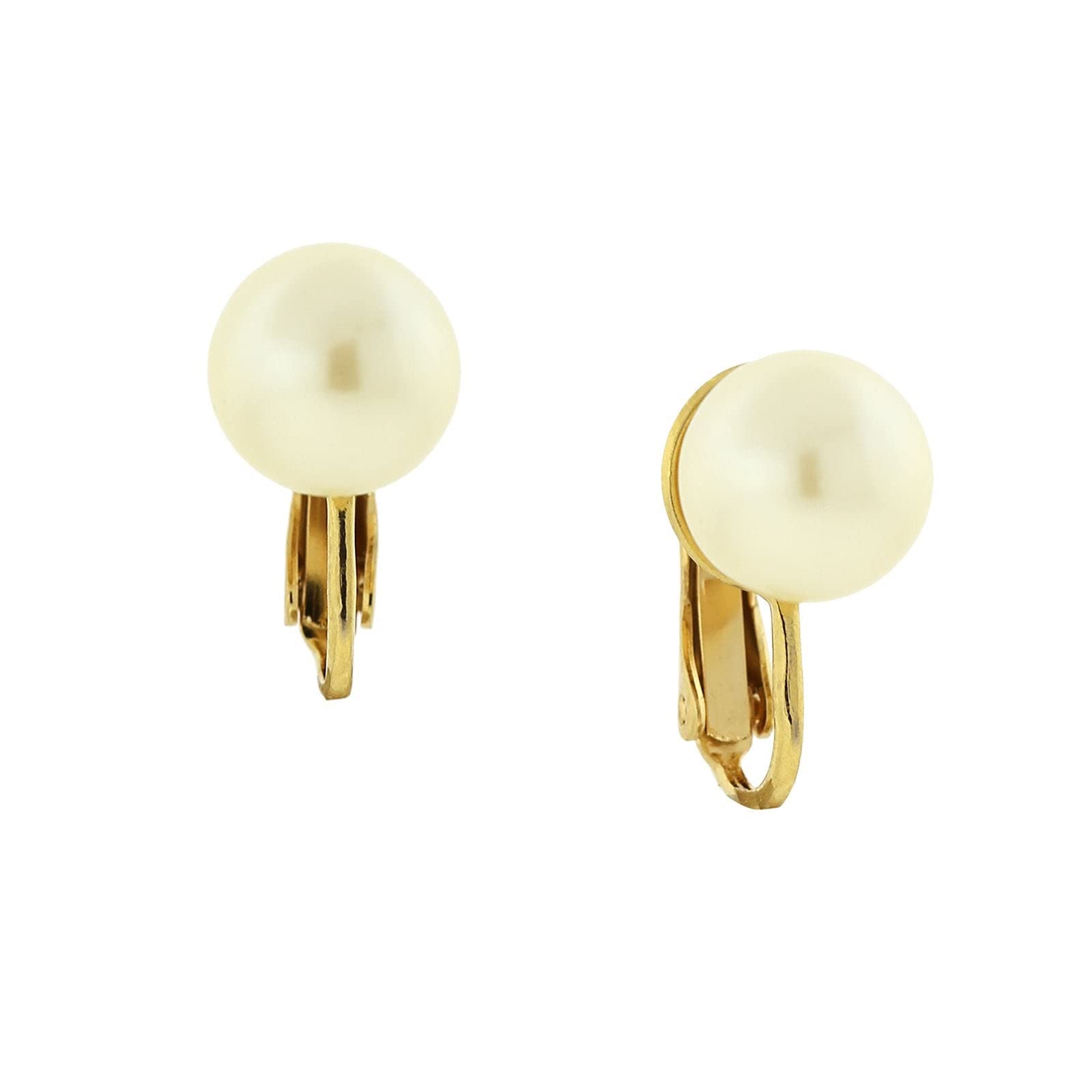 1928 Jewelry Petite Classic Pendientes de clip de perlas de imitación para mujer, pendientes sin perforación, sin perforaciones, hechos en Estados Unidos