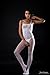 Amoretu Womens Fishnet Lingerie Lace Bodysuits Crotchless Bodystocking One Size Milk White
