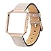 Charberry Luxury Leather Watch Band Wrist Strap+Rose gold Metal Frame For Fitbit Blaze Smart Watch (Beige)