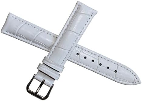 16mm Women's White Genuine Replacement Leather Watch Band Alligator Grain 7.48inch Length