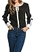 ACEVOG Women Cut Out Slit Long Sleeve Round Collar Contrast Color Blouse Tops