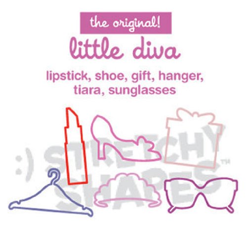 Pack of 24 LITTLE DIVA Stretchy Shapes Silicone Rubber Bands Lipstick, Tiara, Gift