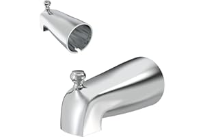 CalcMetal Brass Diverter Tub Spout with 4 in 1 Adapter, Universal fit 1/2" Copper Slip, 1/2" Iron Pipe(Long and Short stub Out), and 3/4" Iron Pipe Connections, Easy Installation, Plated Chrome