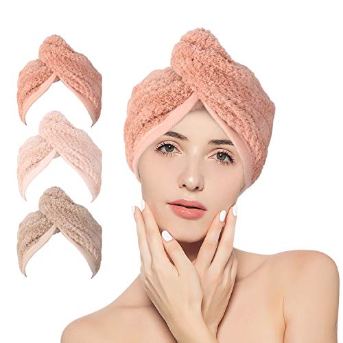 Stellaire-Chern-3-Pack-Hair-Towel-Wrap-Microfiber-Quick-Hair-Drying-Towel-for-Women-Super-Absorbent-Drying-Hair-Caps-with-Buttons-Dry-Hair-Hat-Gray-Pink-White