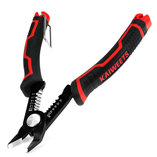 KAIWEETS Wire Cutter 5.0 inch, 2 in-1 Side Cutter for 10-20 AWG Stranded, Invisible Spring, Ergonomic Anti-Slip Handle, Suits for Electrical Repair, Appliance, DIY, Home Appliance, Safe Lock