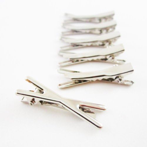(40) Small Alligator Double Prong Clip with teeth , Silver Metal Curl Clips Spring in Hair - 1 1/4 Inch 30mm