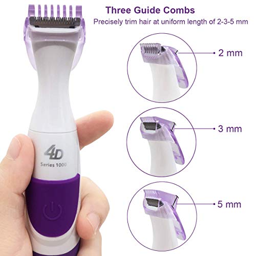 Bikini Trimmer for Women Electric Facial Hair Shaver 2 In 1 Ladies Hair Foil Shaver Razor Cordless Painless Hair Removal Groomer for Face/Underarm/Arms/Legs/Bikini Area - Wet & Dry Use (Purple)
