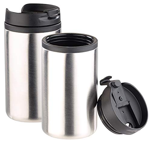 Rosenstein & Söhne Thermobecher mit Deckel: 2er-Set doppelwandige Edelstahl-Isolierbecher, hält warm & kalt, 280ml (Tea-to-Go-Becher, Thermokaffeebecher, Getränkehalter)
