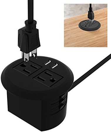 Desktop USB Power Grommet with Hidden Power Center. Desktop Power Outlet Easy Access to 2 power Source Along with 2 USB Power Port Connections.