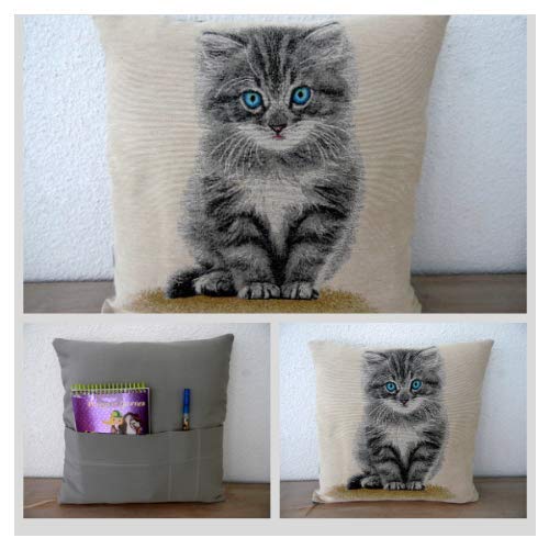 Coussin Et Sa Housse Chaton Yeux Bleus Cadeau Ado