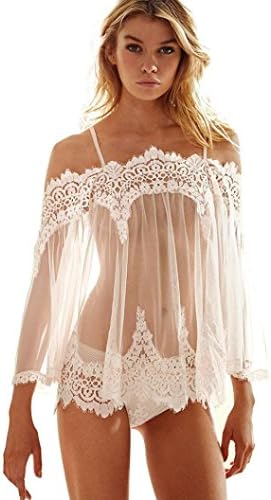 BBring Women Lingerie Set Suspenders Underwear Babydoll Sleepwear Lace Bra Dress G-String Set