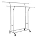 SONGMICS Rolling Garment Rack Heavy-Duty Double-Rail Clothing Hanging Rack on Lockable Wheels Chrome Finish ULLR22C