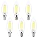 Kohree Candelabra Edison LED Light Bulbs 40 Watt Equivalent, 5000K Daylight White, E12 C35 intage LED Filament Chandelier Candle Bulbs 4W, for Pendant Lighting Fixtures Lamp & Home decor, 6 Pcs