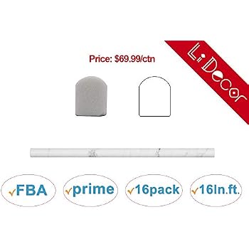 Carrara White Italian Marble Chair Rail Molding Tile - OG-1 Single Step Design (2"x12")