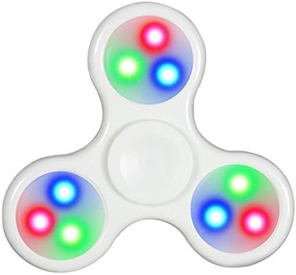 Finger Toys Spinner Fidget Toys The Anti-Anxiety 360 Spinner Helps Focusing Premium Quality Ultra Fast Bearings Toys [3D Figit] EDC ADHD Anxiety Stress Reducer Relieves For Kids &amp; Adults (LED White)