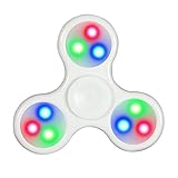 Tri Fidget Hand Spinner, Ultra Fast Bearings, Finger Toy, Great Gift (White LED Light)