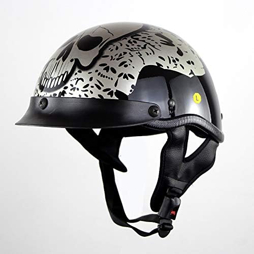 Mmsww Motorcycle Electric Car Helmet Harley-Davidson Skull Personality Half Helmet Outdoor Riding Helmet Summer Helmet