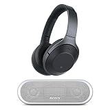 Sony Noise Cancelling Headphones WH1000XM2: Over Ear Wireless Bluetooth Headphones with Case - Black with Portable Wireless Speaker with Bluetooth and NFC