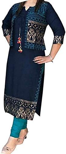 Blue Kurti with Golden Jacket for Women and Girls