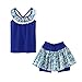 LittleSpring Girls Summer Outfits 4T for Toddler Girl Tank Tops and Shorts Set Casual Floral Cute Fashion 2 Piece Outfit Blue