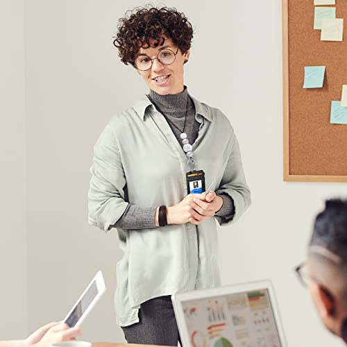 4 Pieces Beaded Lanyards for Id Badges for Women Teacher Lanyard with Id Holder and Key Chain Silicone Beaded Lanyards for Keys Cute Lanyard Necklace for Nurse Office Worker