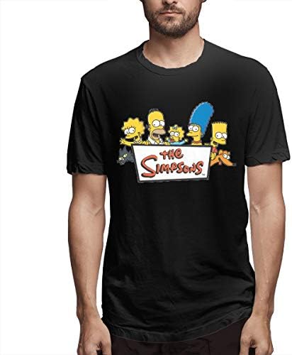 Qmad Men's Simpsons Family Relax T-Shirt Short-Sleeve Daily Tee