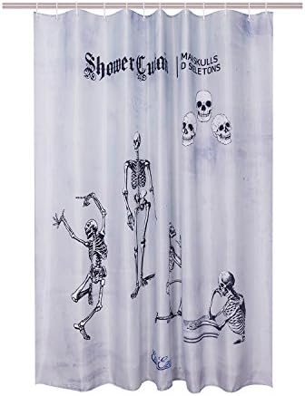 EnaEzen Human Skeleton Scary Shower Curtain for Bathroom Polyester Fabric 71 x 71 inches