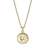 American Coin Treasures Gold-Layered Silver Mercury Dime Goldtone Coin Pendant with 18