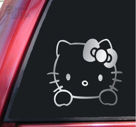 ShadowMajik Hello Kitty Vinyl Decal Sticker (4" X 3.6", Shiny Chrome)