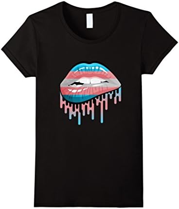 Womens Transexual Flag Lips - Equality + Trans Pride T-Shirt Medium Black