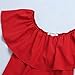 BLDO Women's Ruffles Off Shoulder Solid Chiffon Blouse Crop Top (XL, Red)