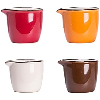 CHOOLD Colorful Mini Ceramic Creamer,Coffee Milk Creamer Pitcher/Serving Pitcher/Sauce Pitcher/Milk Creamer Jug for Kitchen 4Pcs