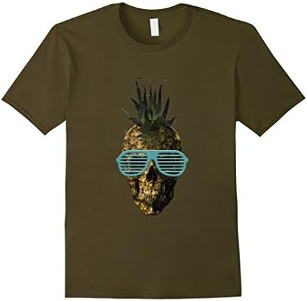 Mens Shutter Shade Pineapple Skull Surf T-Shirt Medium Olive