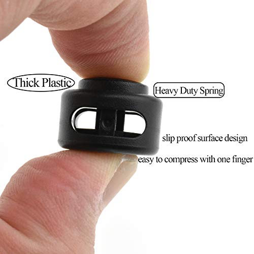 image for HAO PRO Cord Locks Stoppers Toggles Double Holes Heavy Duty Spring No 