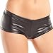 LoveFifi Women's Leather Look Stretch Boyshort Panty - Medium/Large - Black