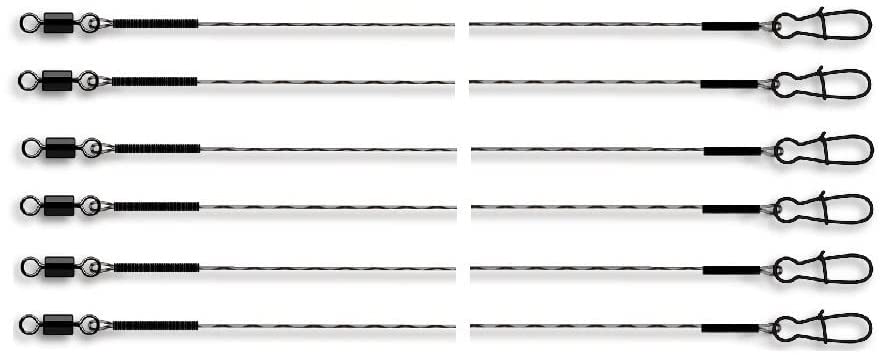 Set of 6 Powerflex 7x7 Super Soft Steel Leader with Swivel, Length 50 cm/12 kg + Petri Heil. [German Language