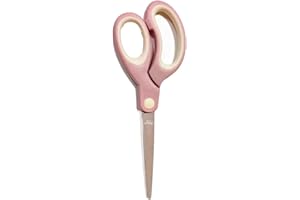 Pastel Non-Stick Scissors - All-Purpose Office & Craft, Soft Grip Cutting Tool, Blunt Tip Fabric Shears for Kids - Sewing, Le