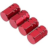 Dyno Racing Caps 4-Piece Red Aluminum Spiked Tire Valve Stem Caps - Wheel Rim Air Port Covers Valve Stem Caps Red - Foto 8