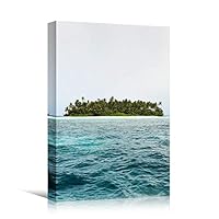 Canvas Wall Art Lone Island Beach Beach Blue Coastal Cool Photography Relax/Calm - 12x18 inches