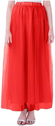 Kileyi Women's Long Tulle Tutu High Waist Layered Maxi Wedding Formal Skirt